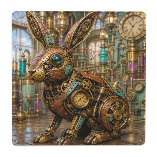 Tin Sign Square Metal Sign Decor Steampunk Rabbit