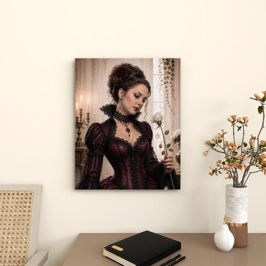 Canvas Prints Wall Art Gothic Victorian Woman Rose Halloween