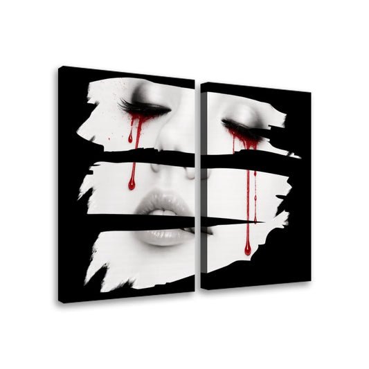 2 Panels Canvas Prints Wall Art Bleeding Heart (Black Background)
