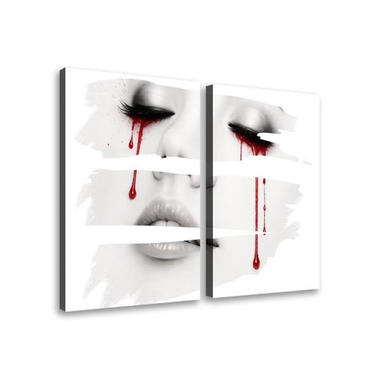 2 Panels Canvas Prints Wall Art Bleeding Heart (White Background)