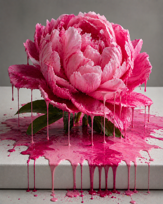 Diamond Art 16x20 Pink Drip Art Peony