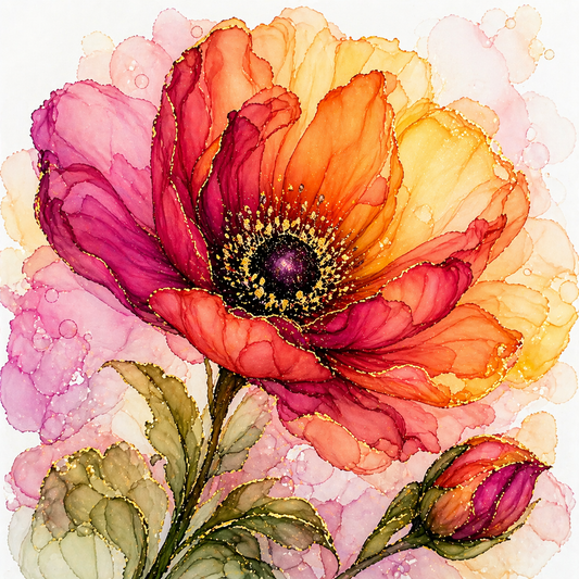 Diamond Art Kit 16x16 Diamond Painting Kit Orange and Yellow Flower