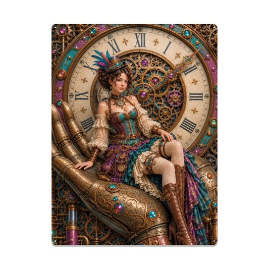 Tin Sign Metal Sign Steampunk Woman Hand and Clock