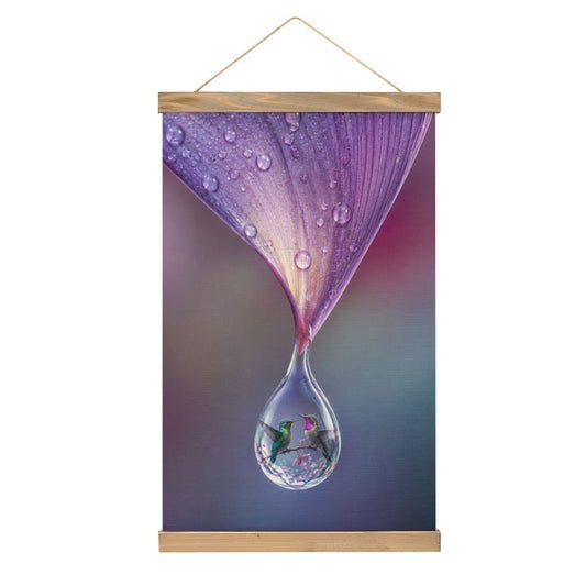 Linen Canvas Wall Art Hummingbird Dewdrop
