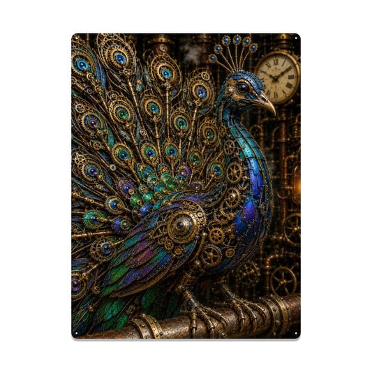 Rectangular Tin Sign Metal Sign Decor Steampunk Peacock